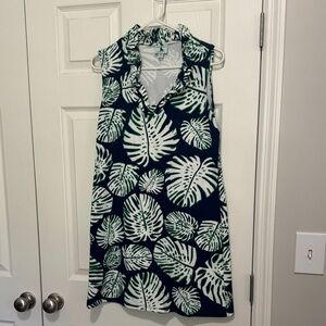 Tropical Leaf Print Sleeveless Cover-Up
